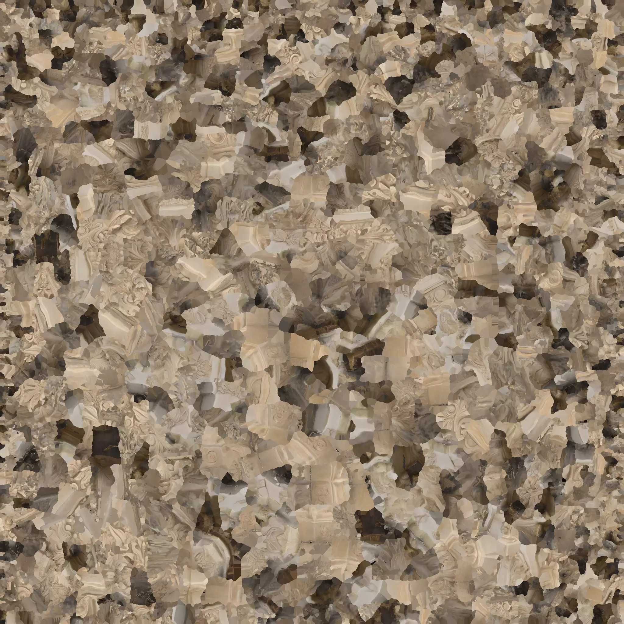 Large Ornate Wall Section Low-poly 3D model_9