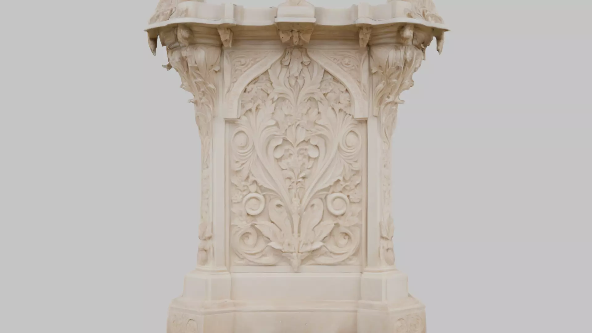 Large Ornate Wall Section Low-poly 3D model_0