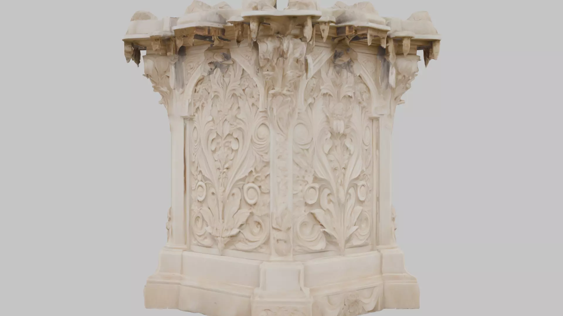Large Ornate Wall Section Low-poly 3D model_7