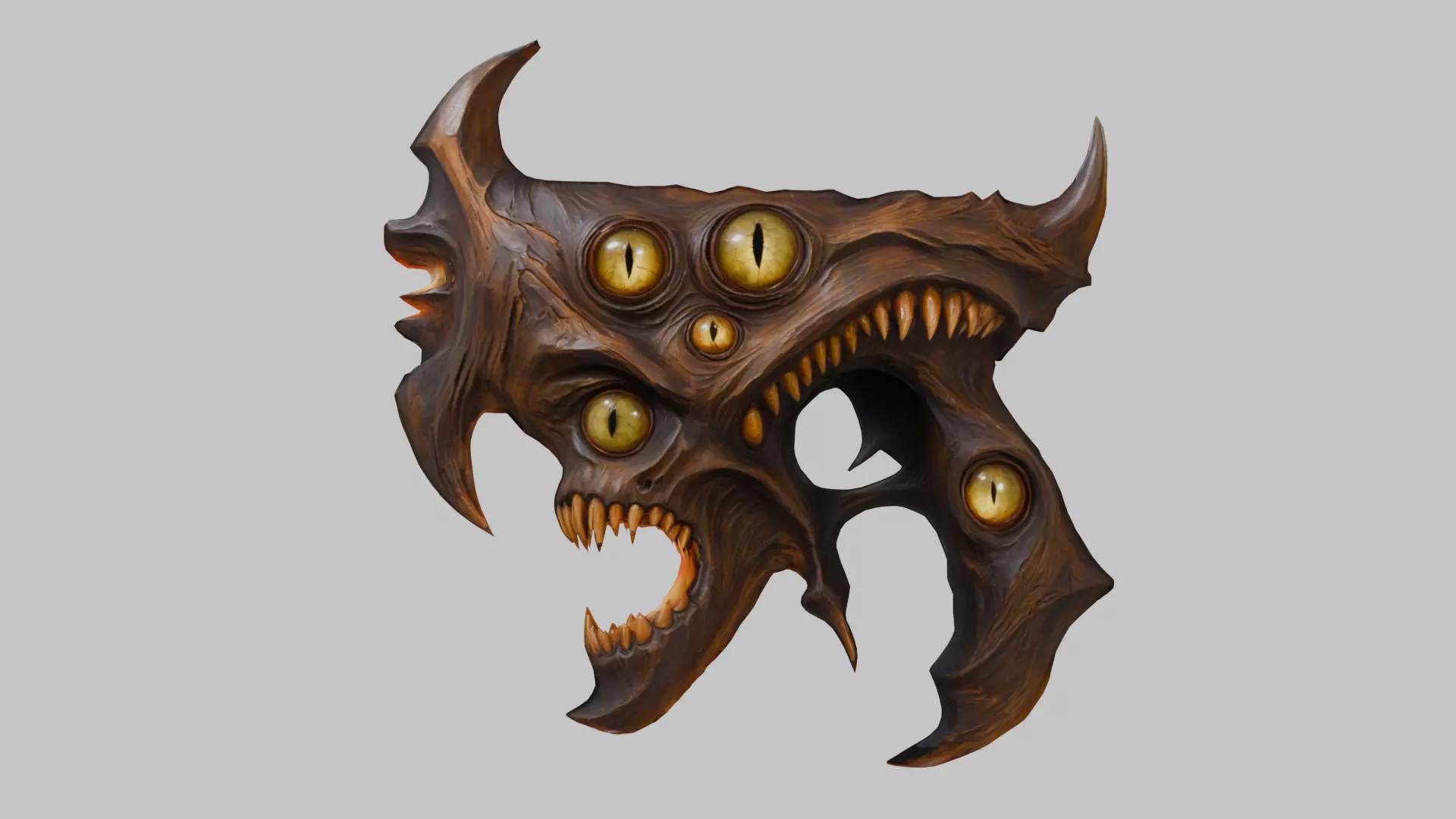 Stylized Demonic Head Low-poly 3D model_0