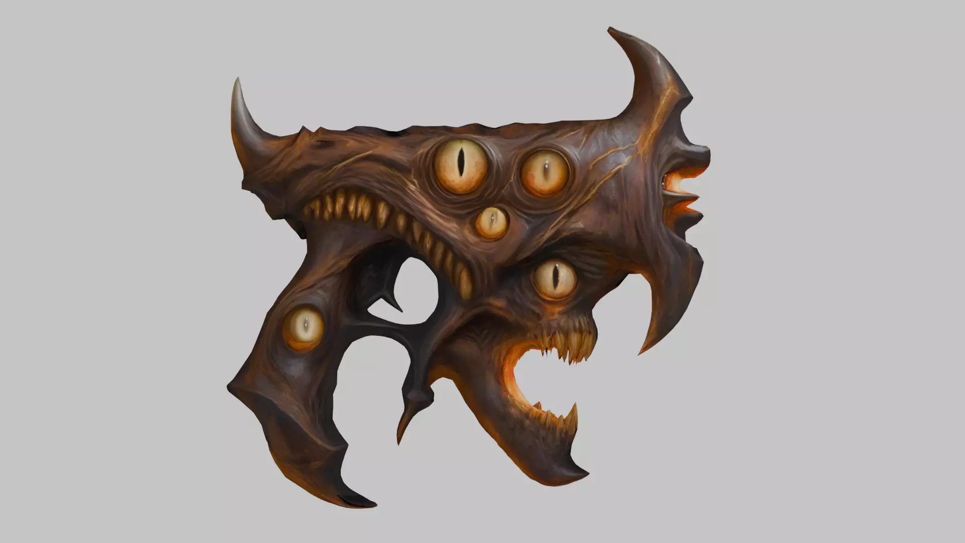 Stylized Demonic Head Low-poly 3D model_4