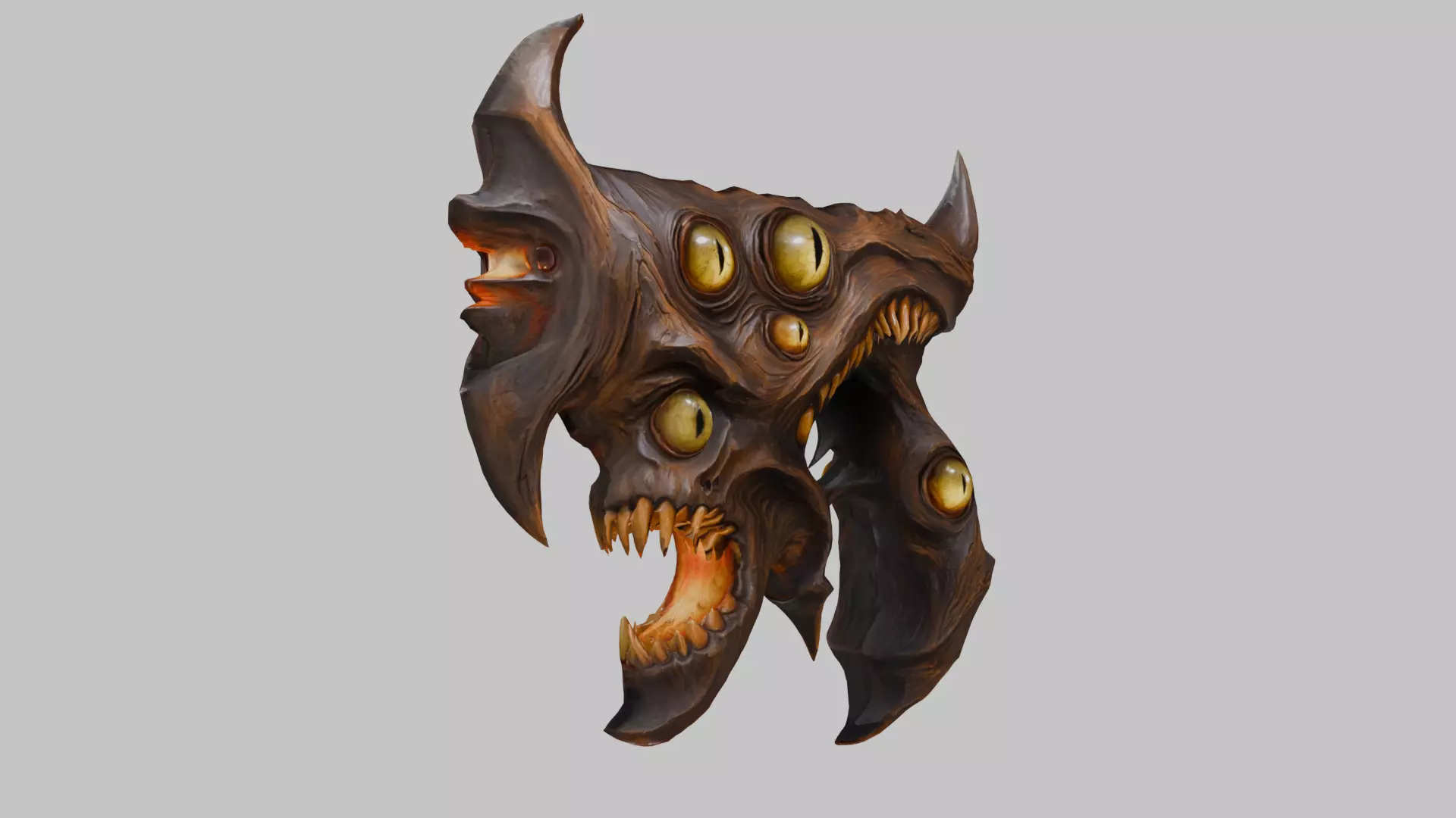 Stylized Demonic Head Low-poly 3D model_1