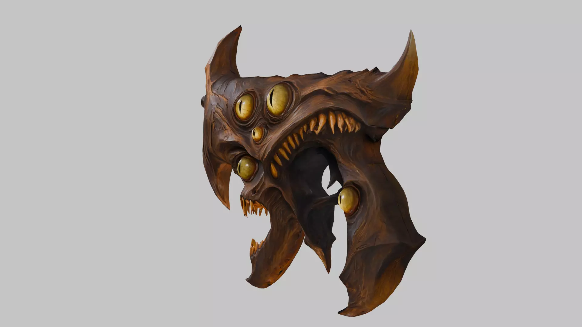 Stylized Demonic Head Low-poly 3D model_7