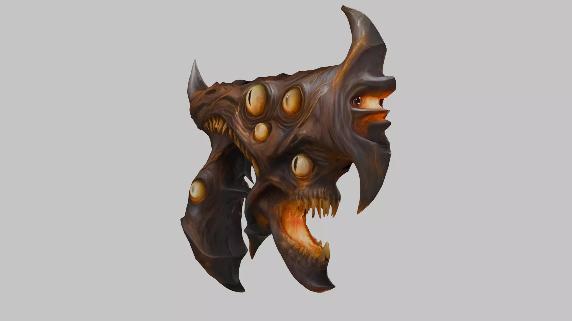Stylized Demonic Head Low-poly 3D model_3