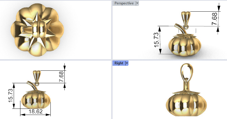 Pumpkin charm necklace vegetable garden pendant haloween  3D print model_29