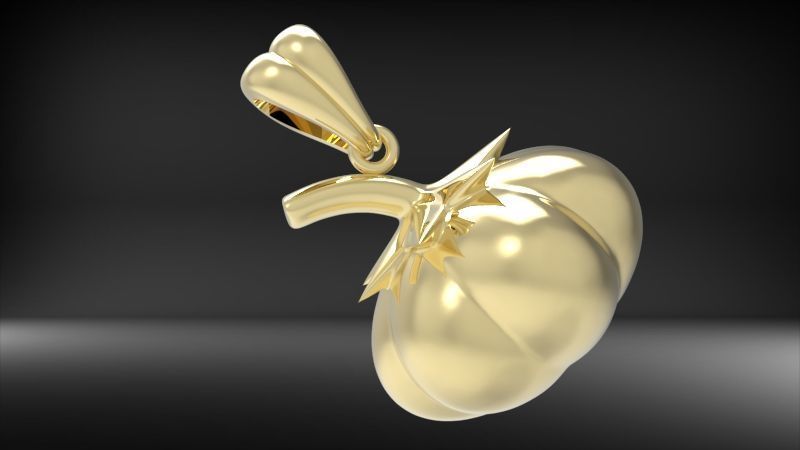 Pumpkin charm necklace vegetable garden pendant haloween  3D print model_23