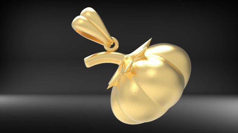 Pumpkin charm necklace vegetable garden pendant haloween  3D print model_19