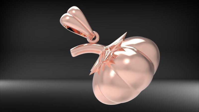 Pumpkin charm necklace vegetable garden pendant haloween  3D print model_13