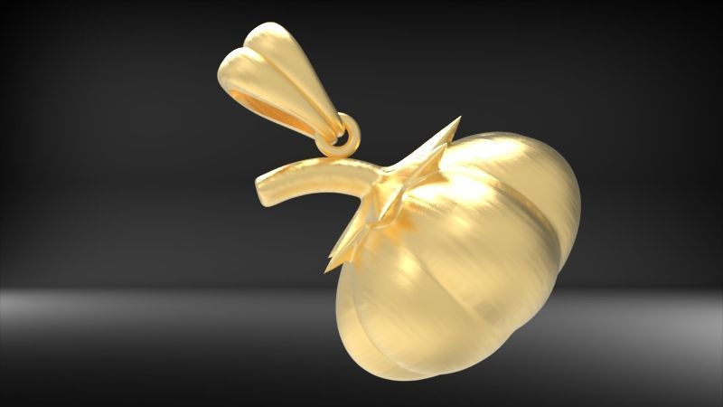 Pumpkin charm necklace vegetable garden pendant haloween  3D print model_24