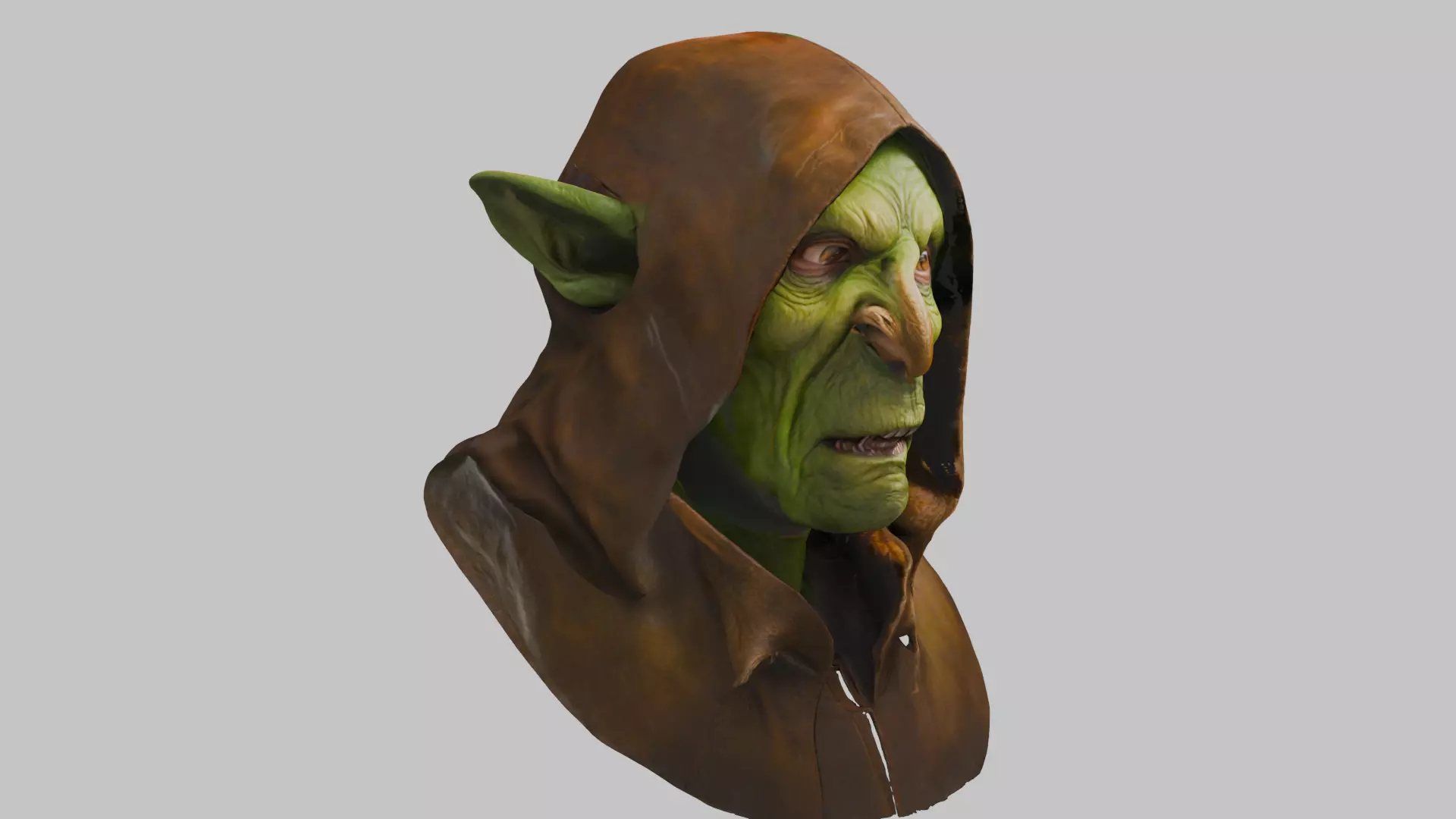 Stylized Goblin Head Low-poly 3D model_1