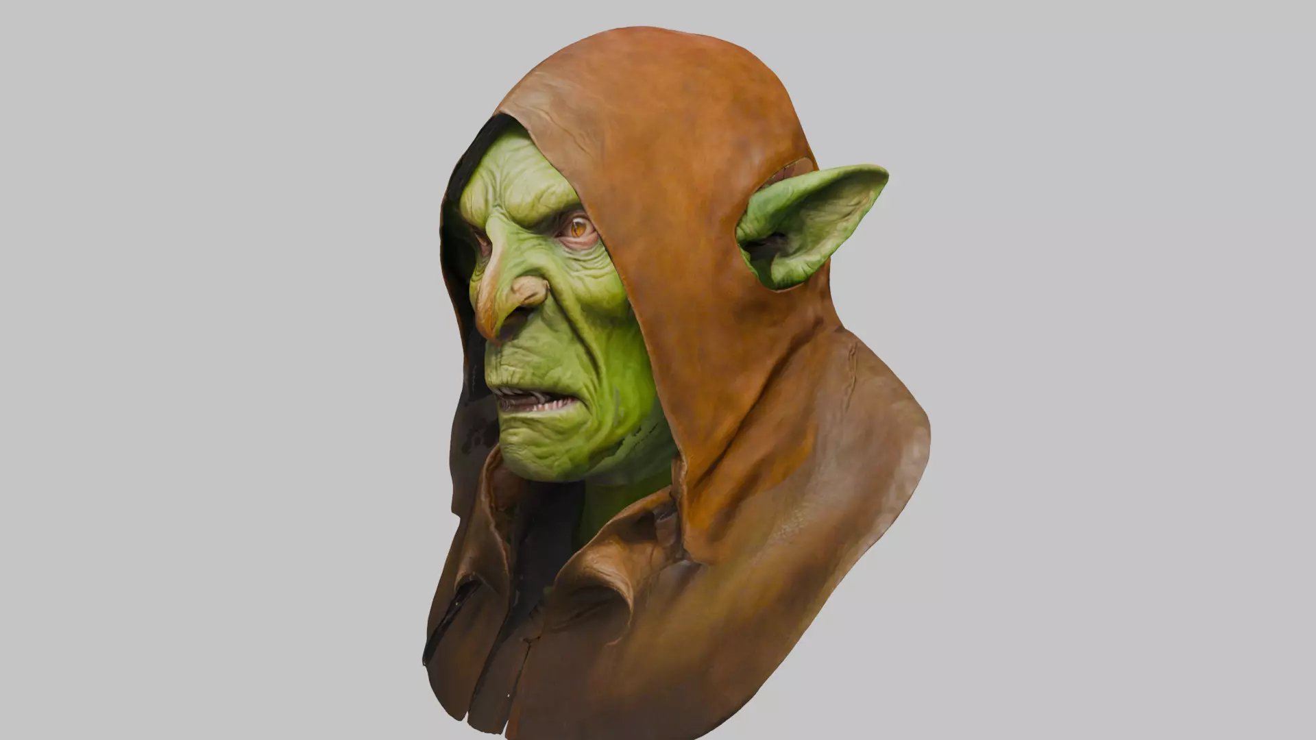 Stylized Goblin Head Low-poly 3D model_7