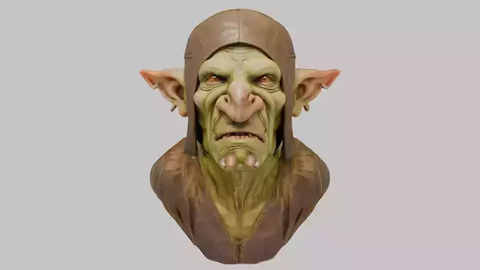 Detailed Goblin Head - Low Poly Game Asset