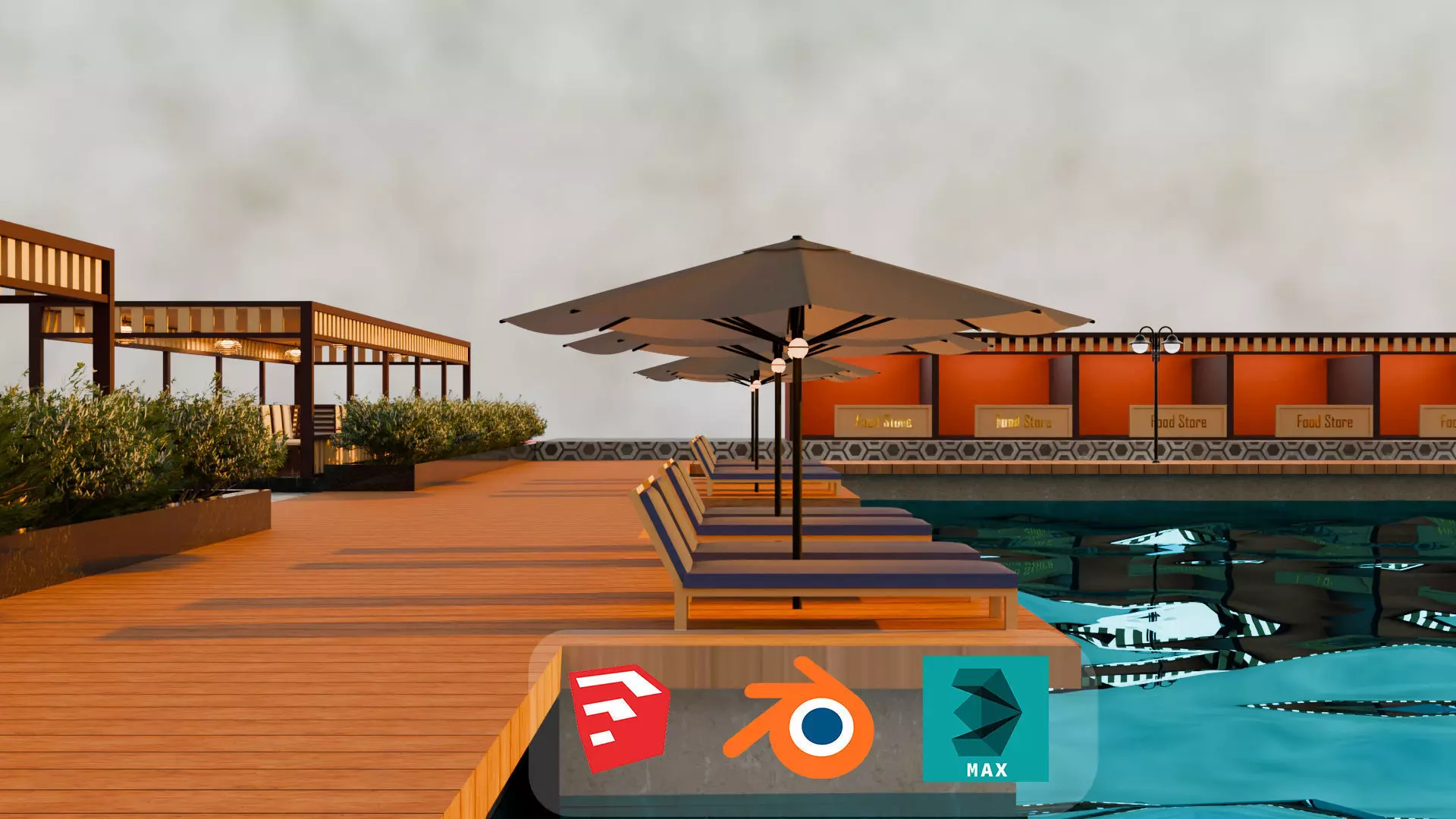 Beach resort 3D model_6