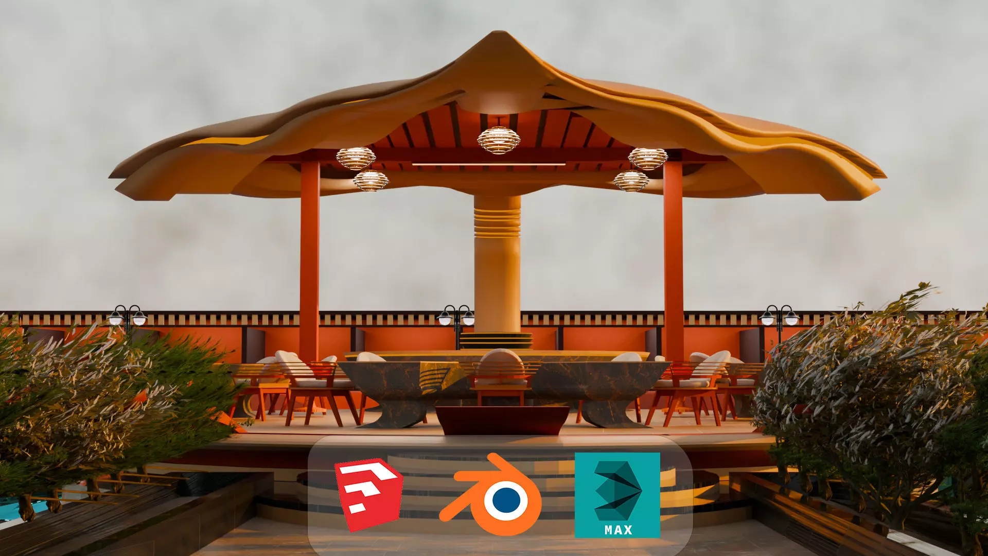 Beach resort 3D model_3