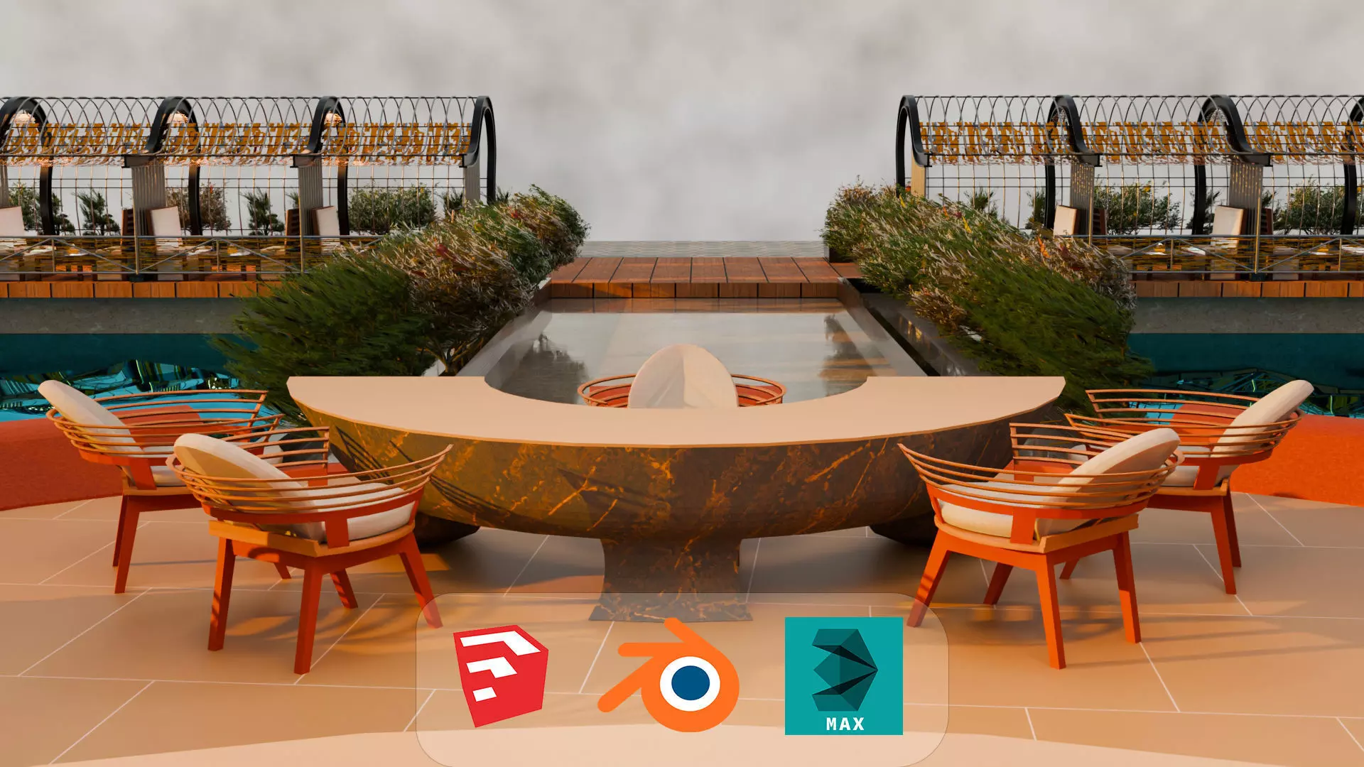 Beach resort 3D model_12