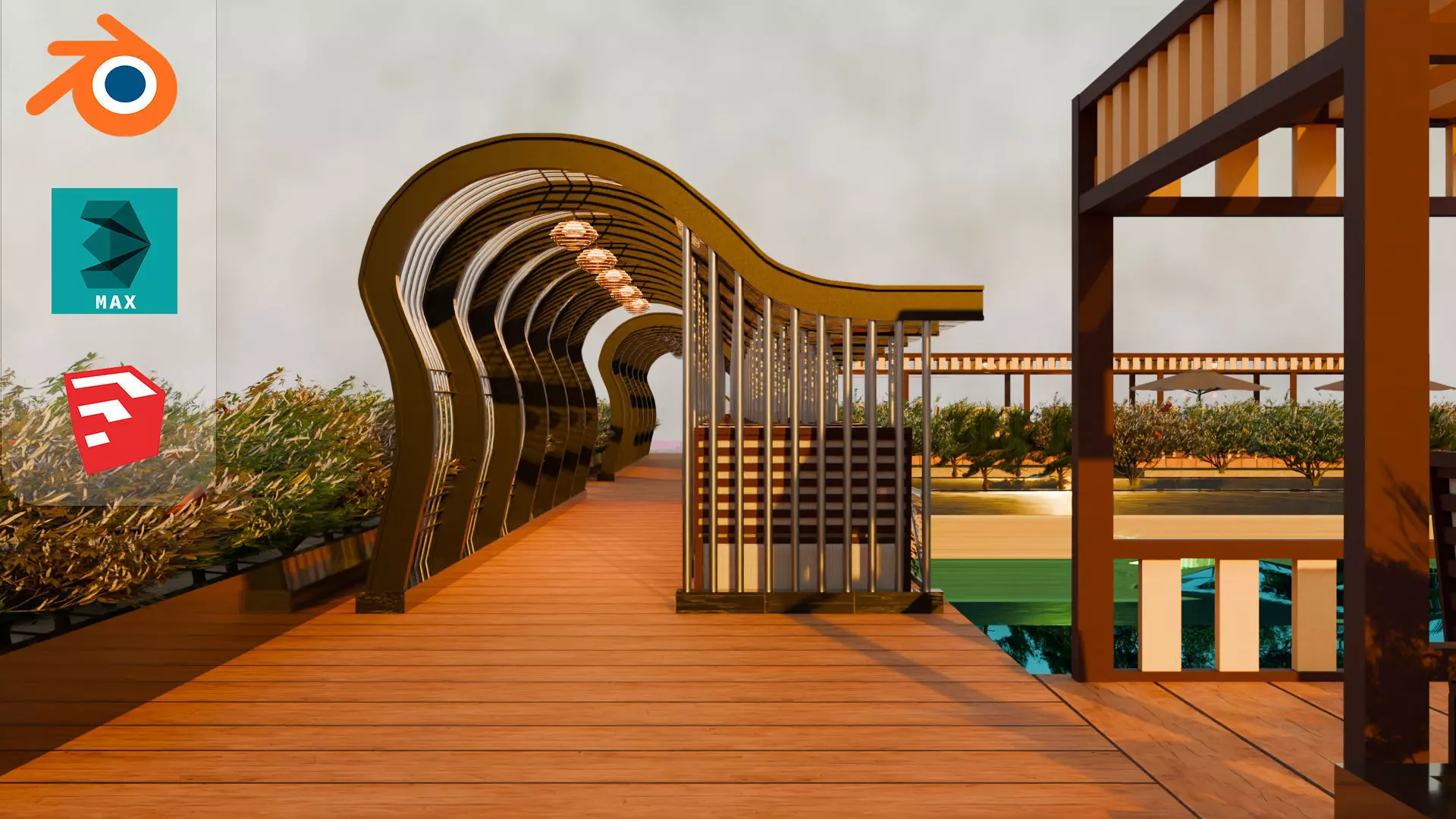 Beach resort 3D model_9