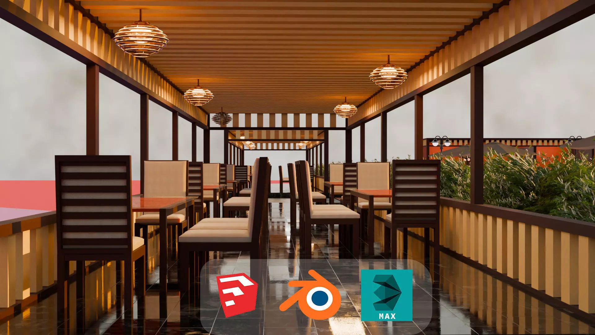 Beach resort 3D model_4