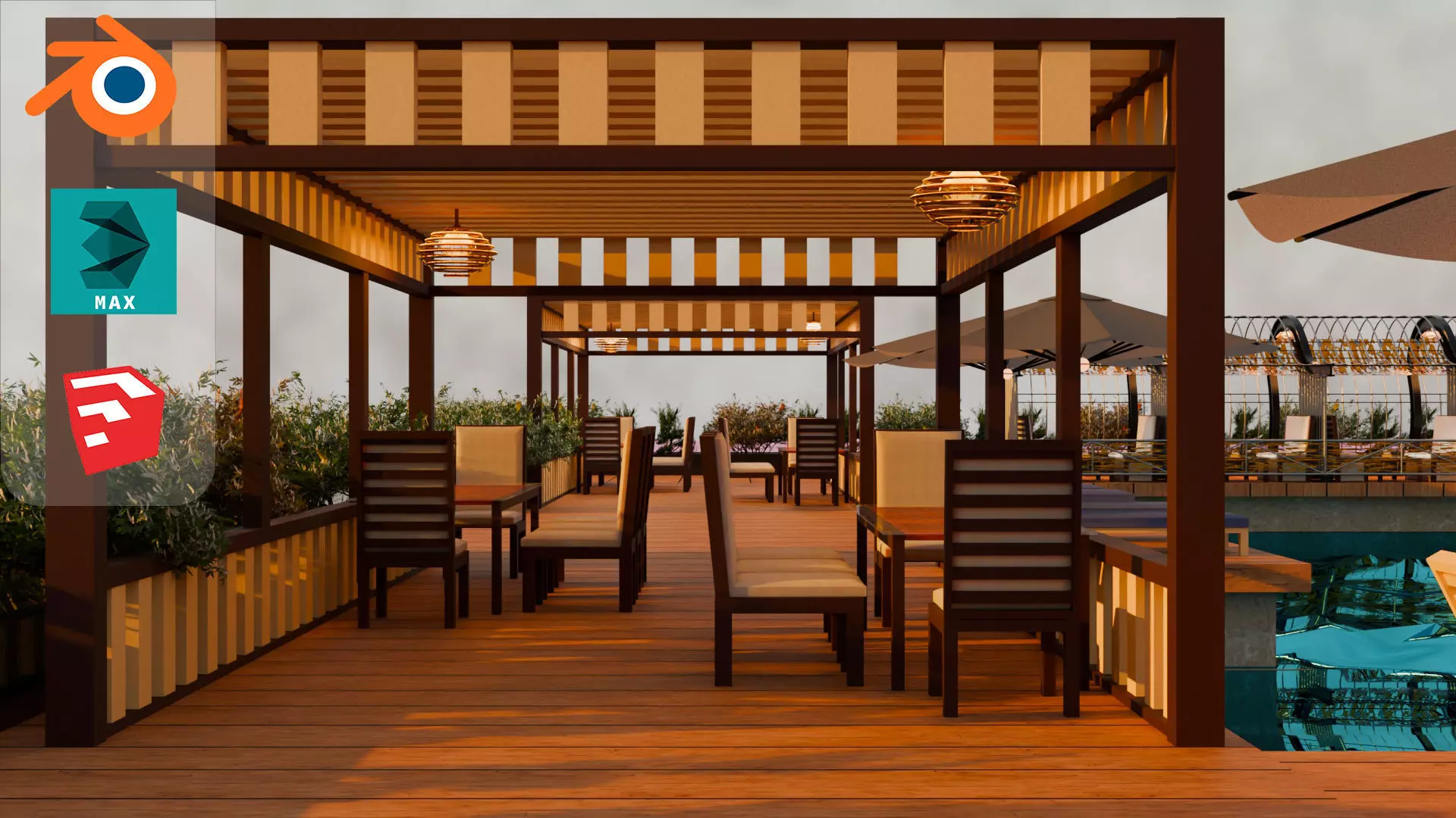 Beach resort 3D model_7