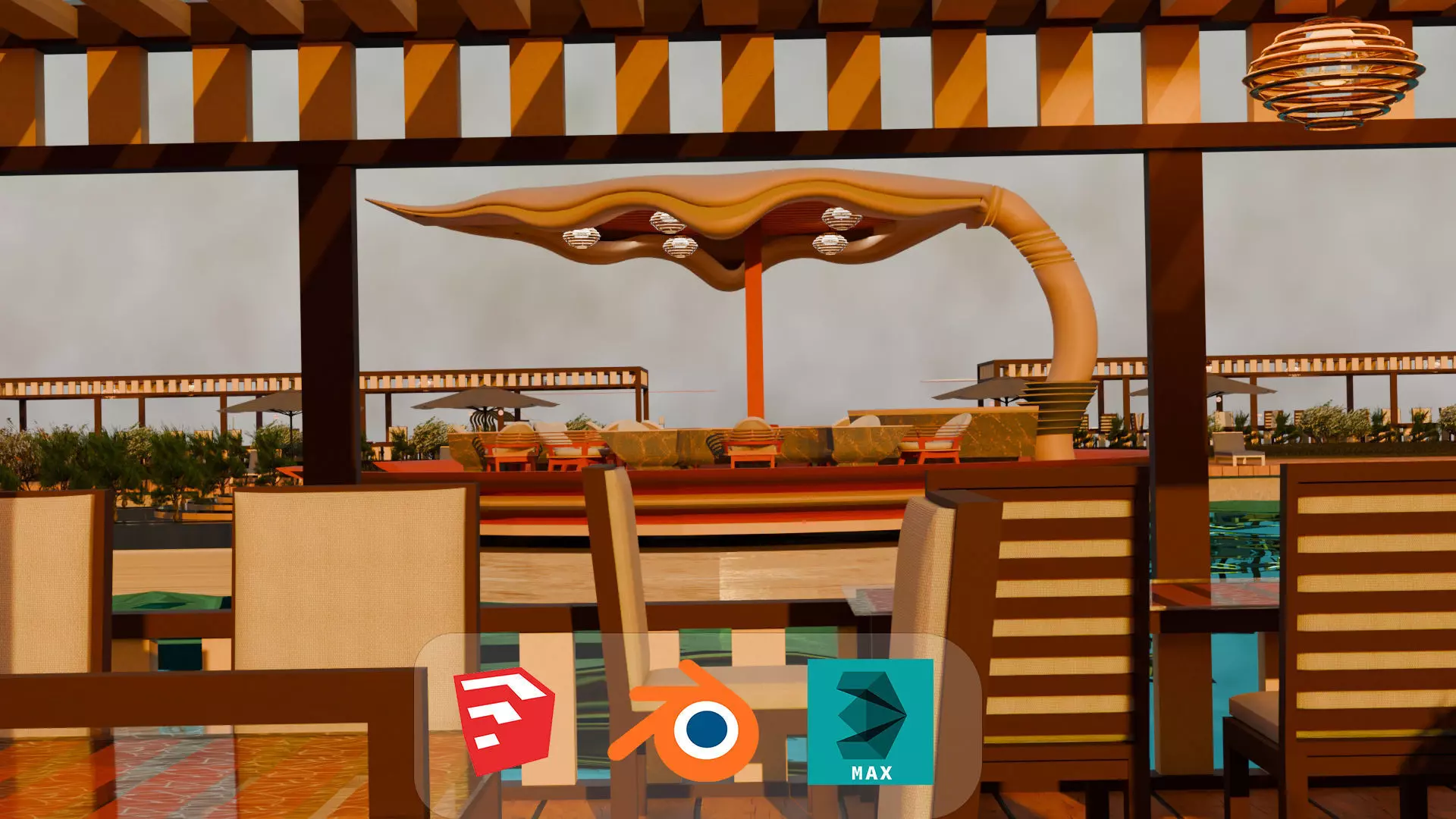 Beach resort 3D model_11