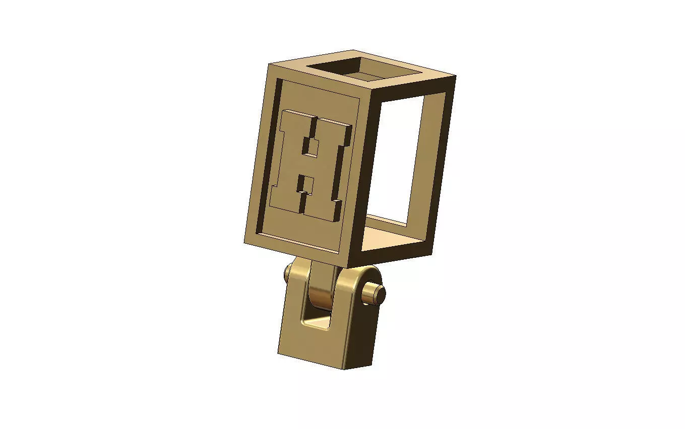 H letter varsity font 12x10x10mm enamel bail link 3D print model_0