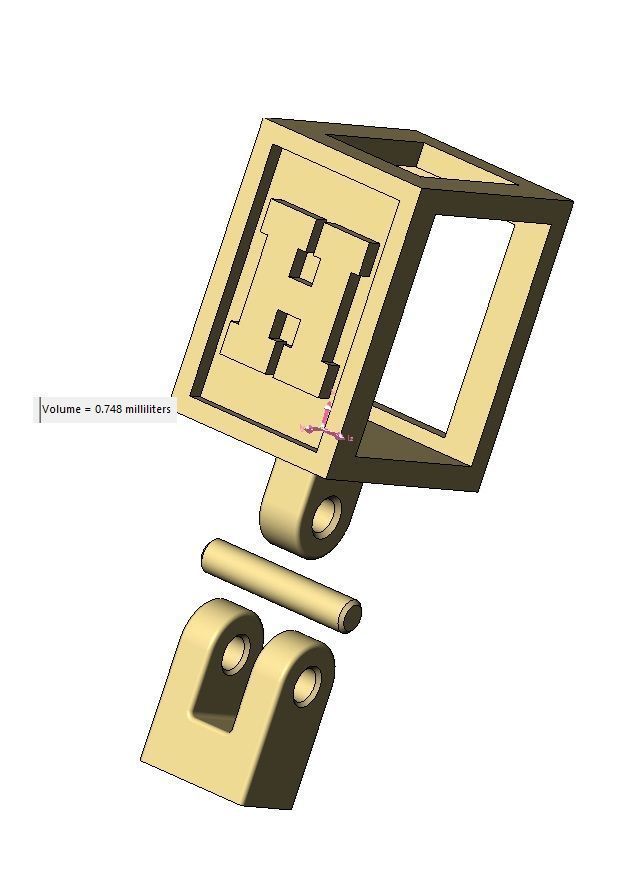 H letter varsity font 12x10x10mm enamel bail link 3D print model_14