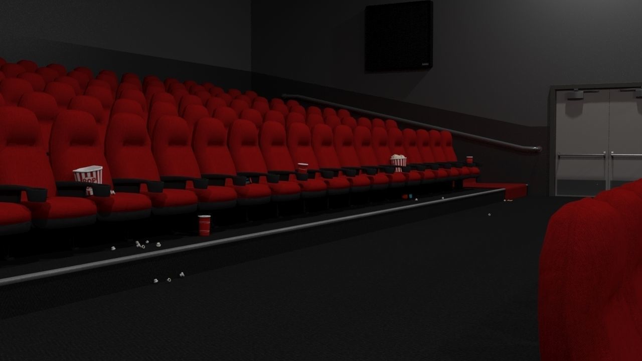 Cinema - Low Poly chair with popcorn and glasses Low-poly 3D model_1