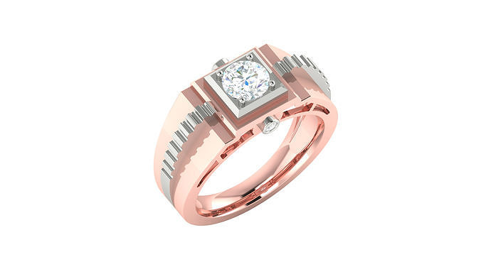 Bold Two Tone Square Diamond Men s Ring Free 3D print model