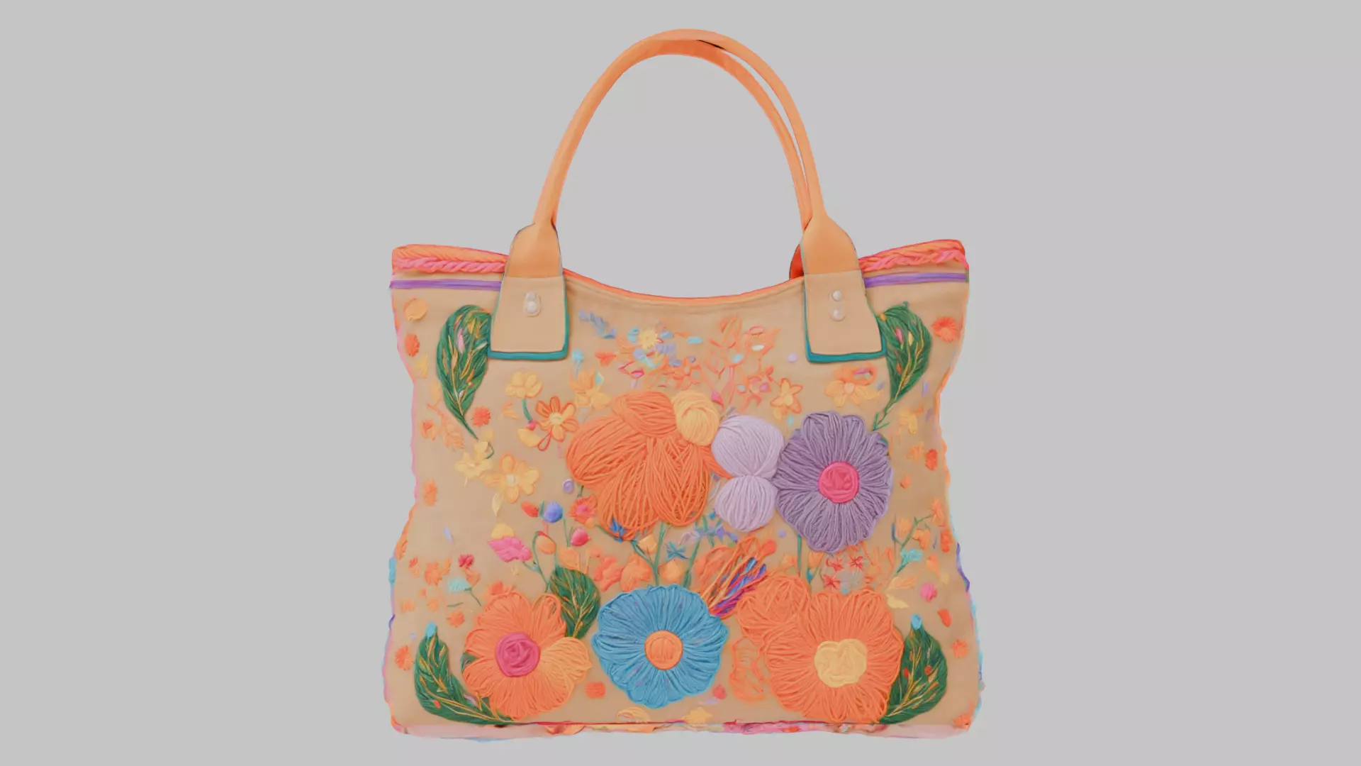 Elegant Canvas Tote Bag - High-Quality 3D Model Low-poly 3D model_0