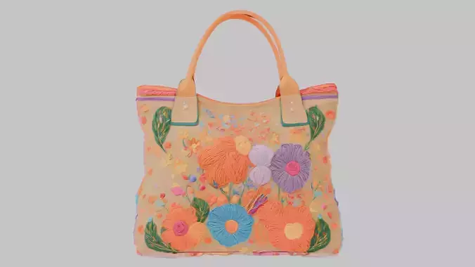 Elegant Canvas Tote Bag - High-Quality 3D Model