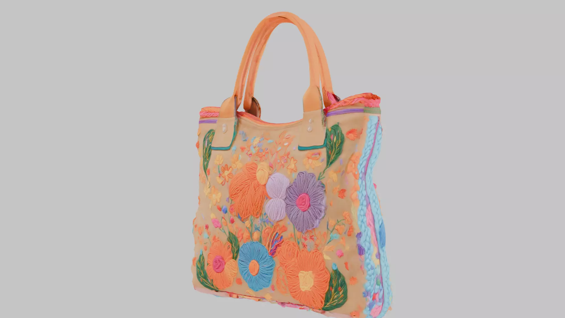 Elegant Canvas Tote Bag - High-Quality 3D Model Low-poly 3D model_7