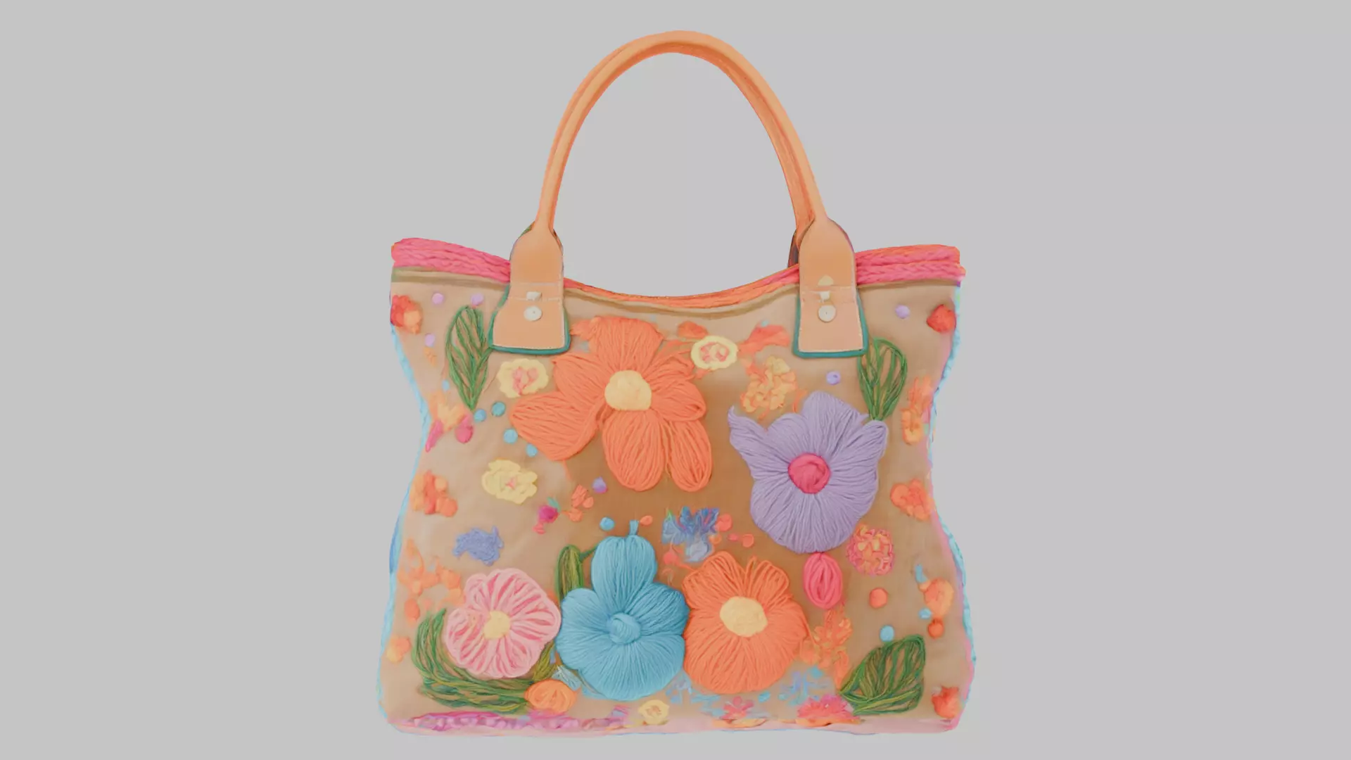 Elegant Canvas Tote Bag - High-Quality 3D Model Low-poly 3D model_4