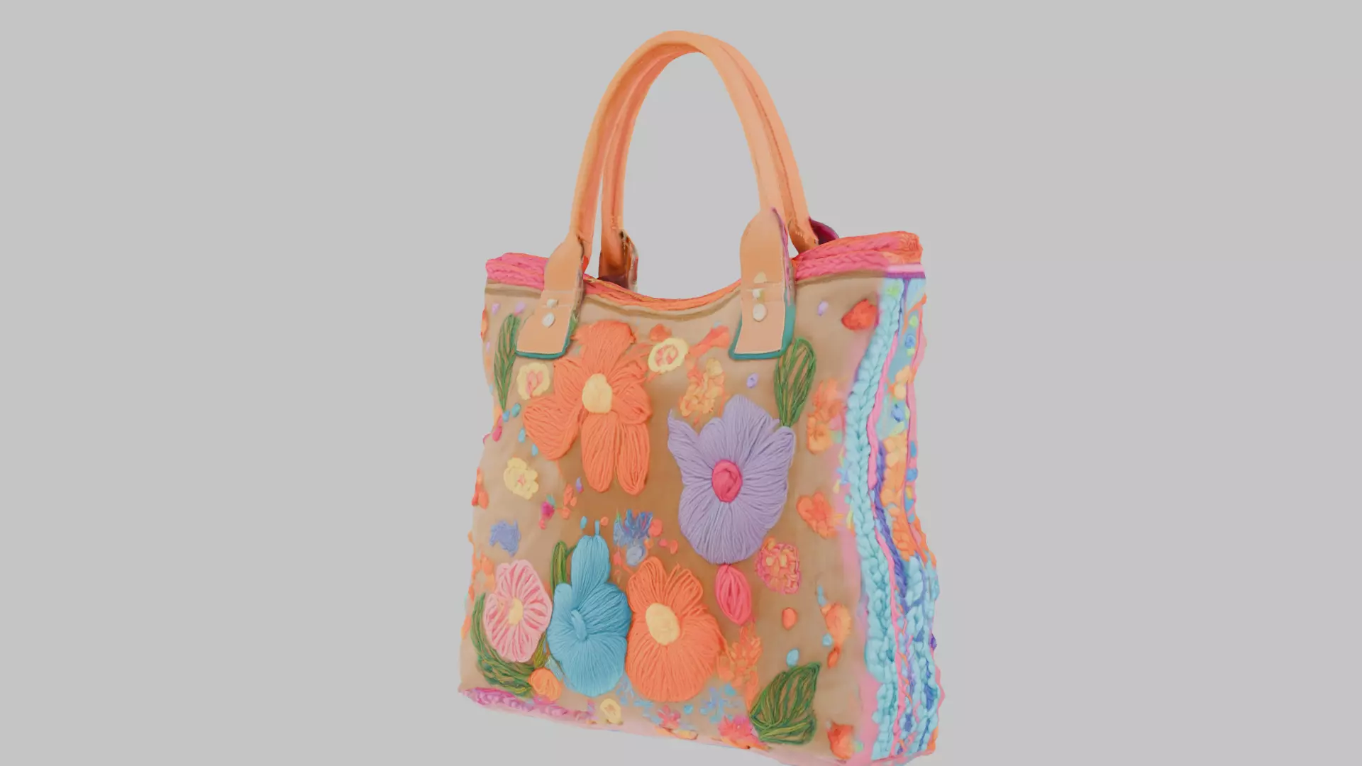 Elegant Canvas Tote Bag - High-Quality 3D Model Low-poly 3D model_3