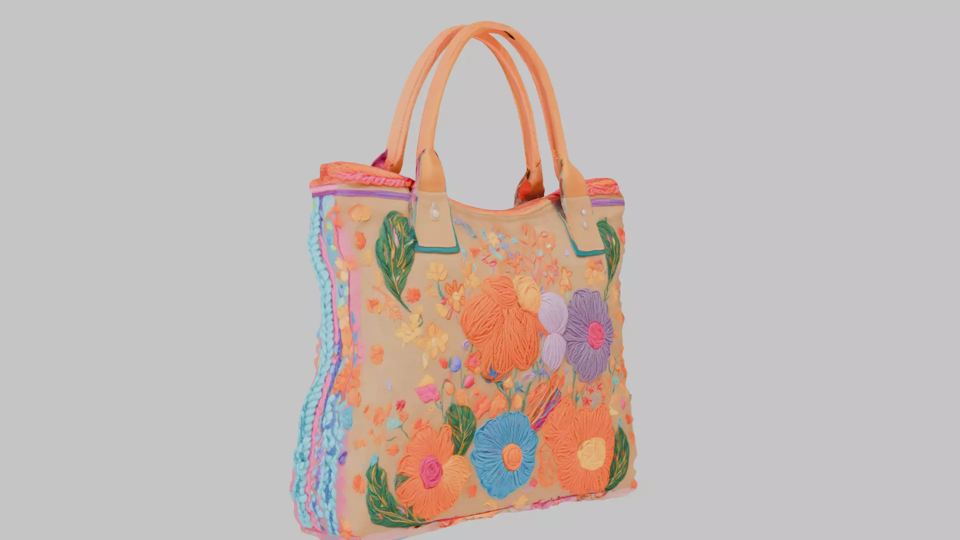 Elegant Canvas Tote Bag - High-Quality 3D Model Low-poly 3D model_1