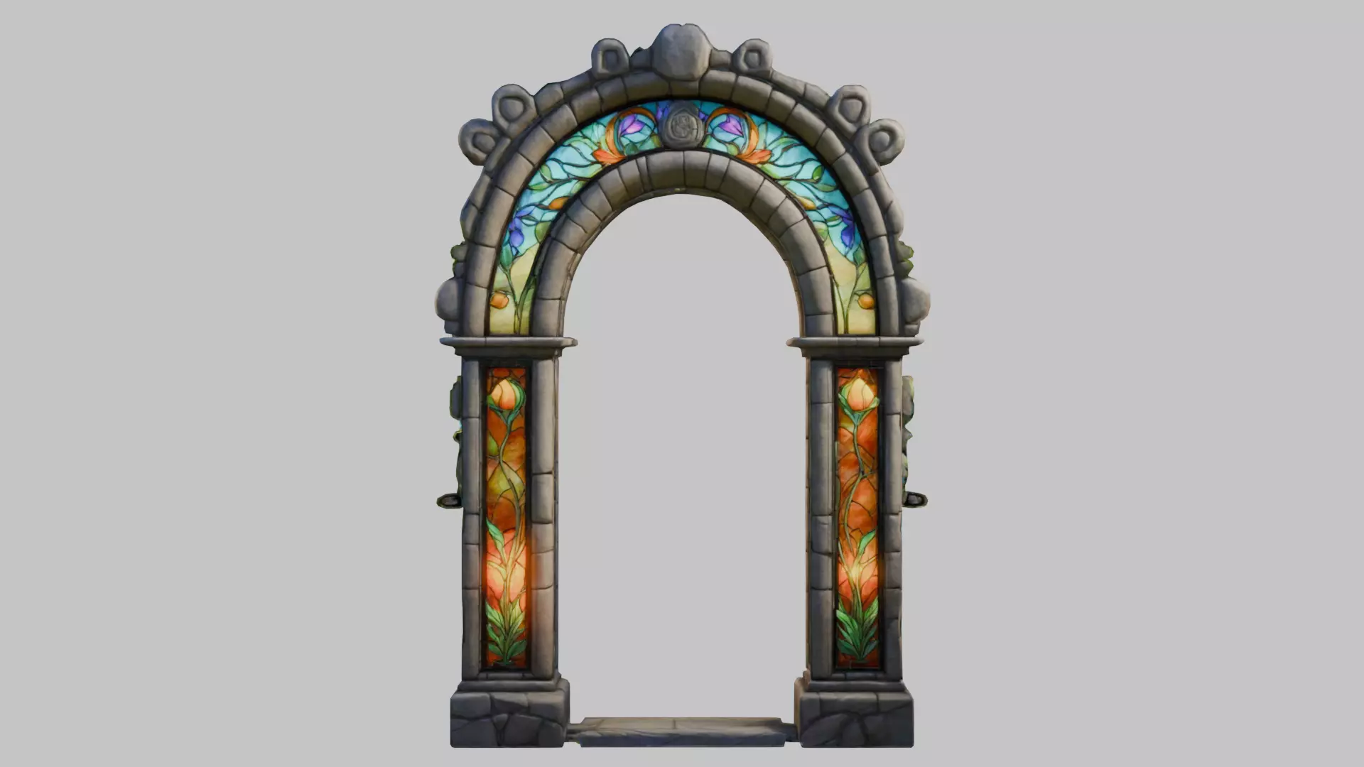 Botanical Stone Arch - Low Poly 3D Model Low-poly 3D model_0