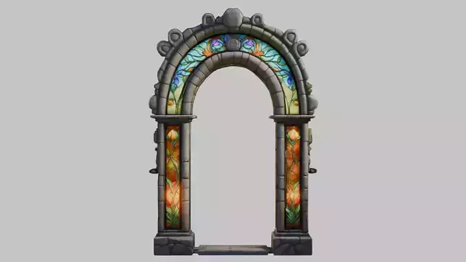 Botanical Stone Arch - Low Poly 3D Model Low-poly 3D model