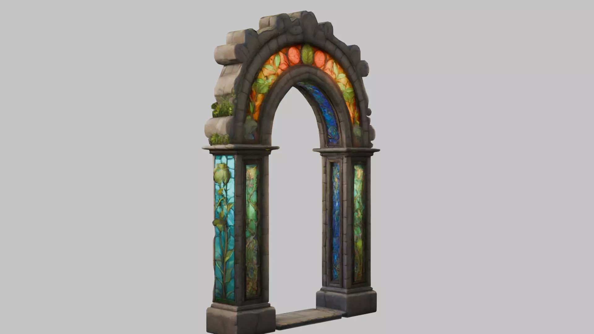 Botanical Stone Arch - Low Poly 3D Model Low-poly 3D model_5