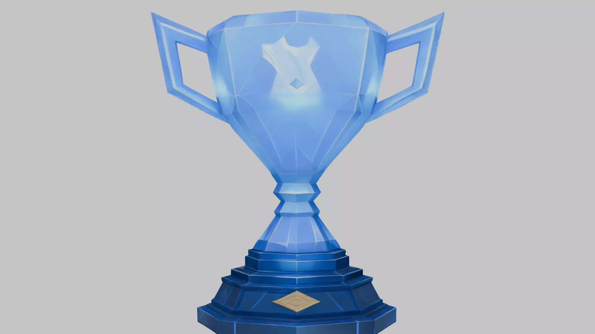 Blue Crystal Trophy Low-poly 3D model_4