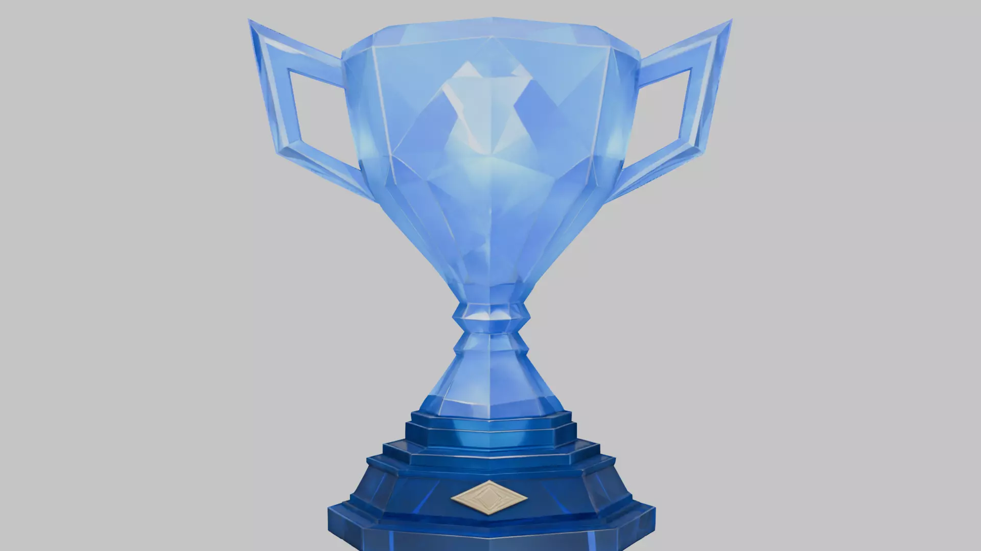 Blue Crystal Trophy Low-poly 3D model_0
