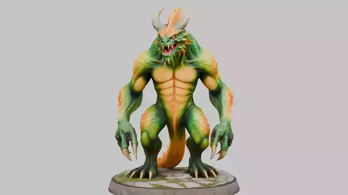 3D Model of a Stone Behemoth Statue