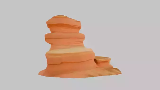 Stepped Stone Plateau - Low Poly Game Ready 3D Model