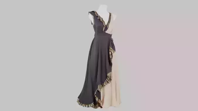 Asymmetrical Wrap Dress Low-poly 3D model