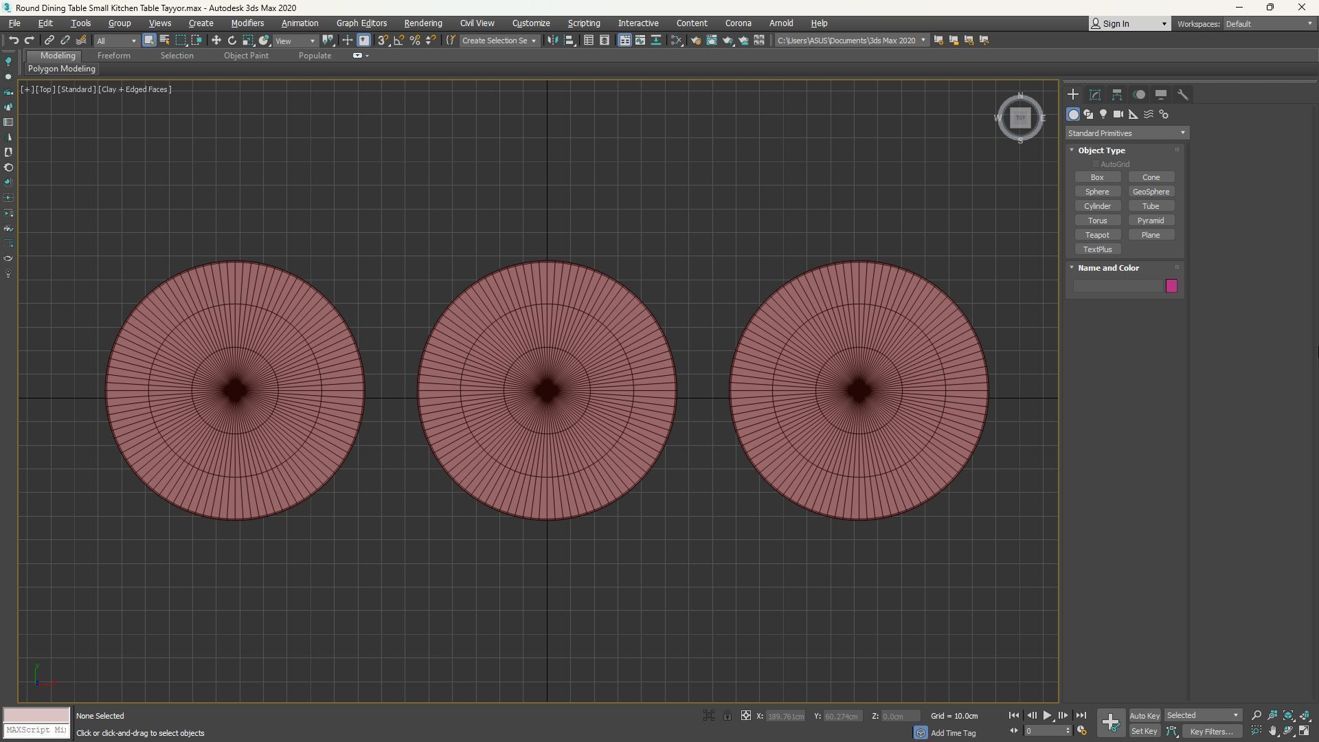 Round Dining Table Small Kitchen Table Low-poly 3D model_11