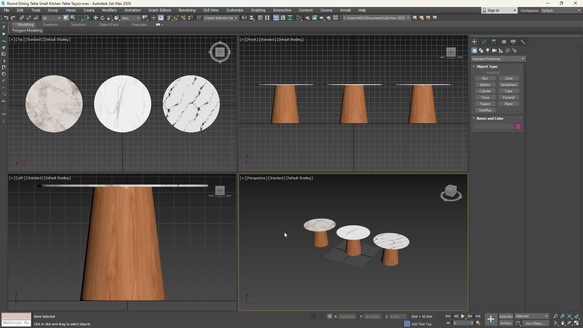 Round Dining Table Small Kitchen Table Low-poly 3D model_5