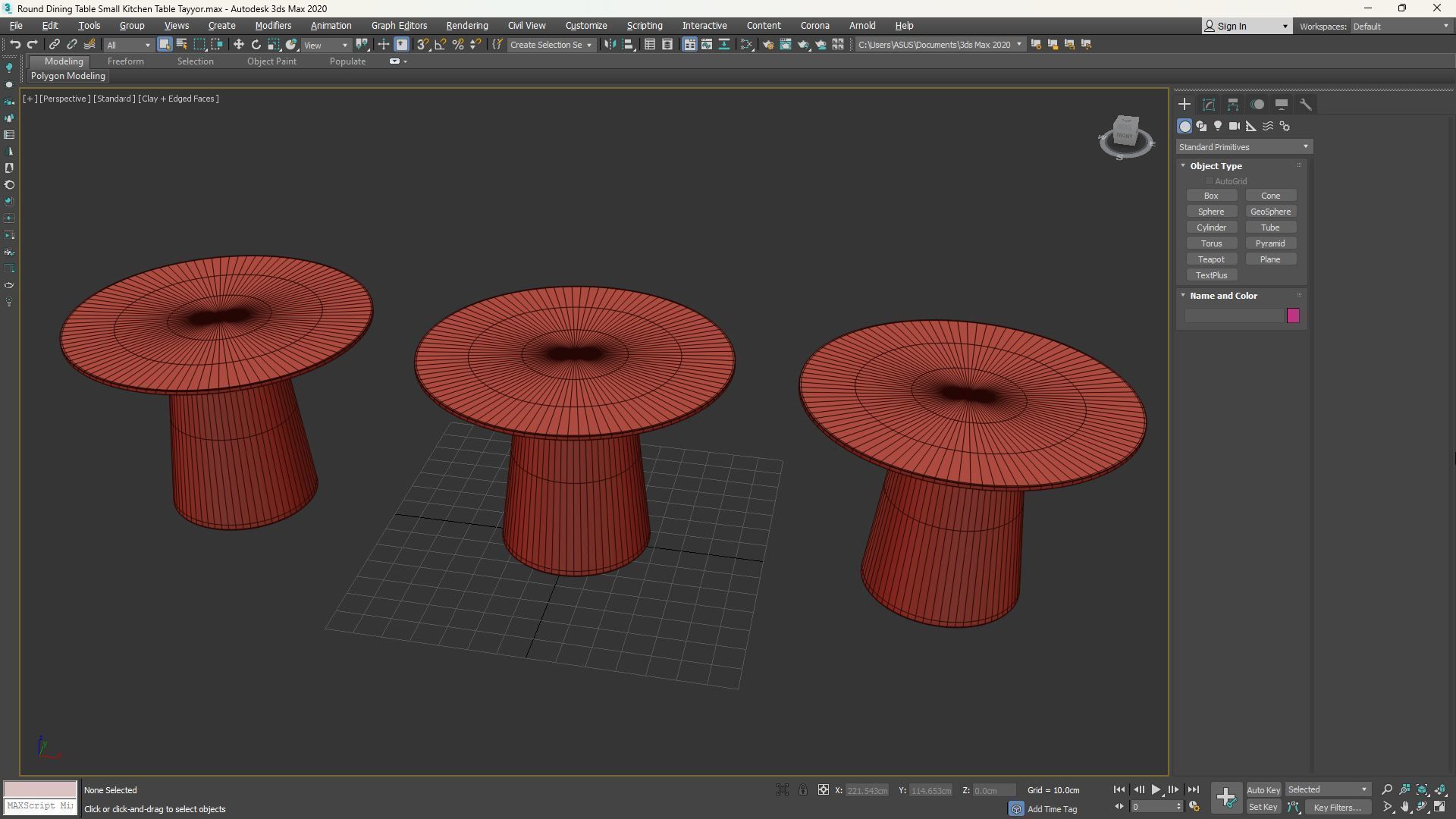 Round Dining Table Small Kitchen Table Low-poly 3D model_12