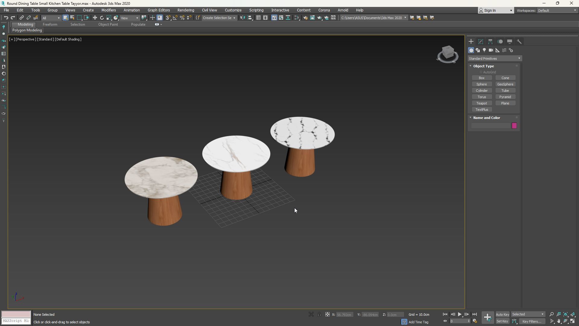 Round Dining Table Small Kitchen Table Low-poly 3D model_6