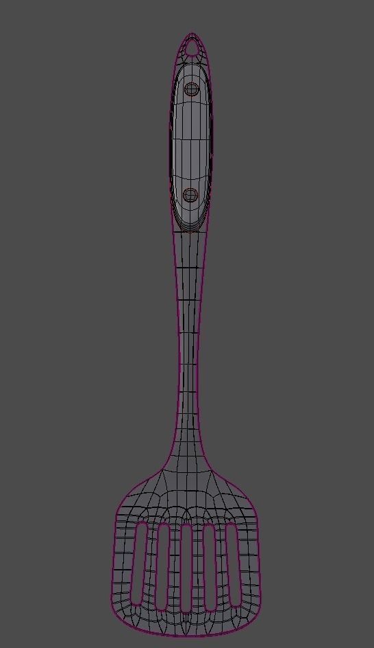 Spatula wooden handle 3D model_11