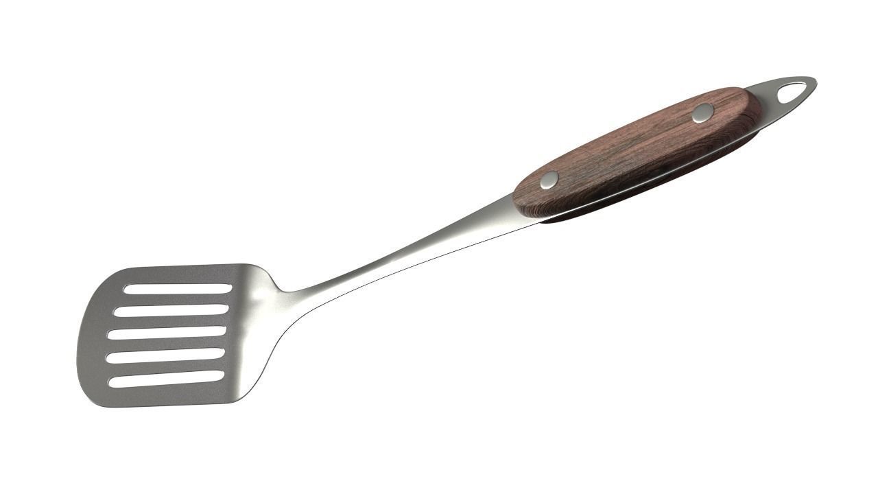 Spatula wooden handle 3D model_0