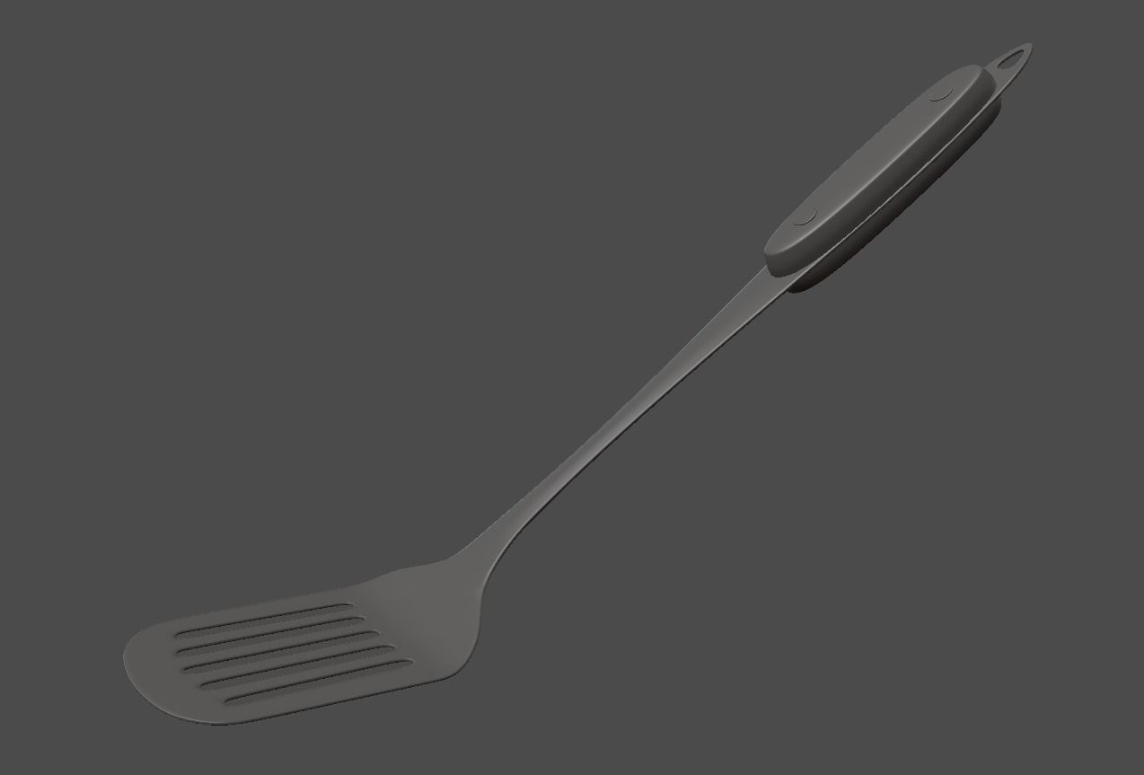 Spatula wooden handle 3D model_4