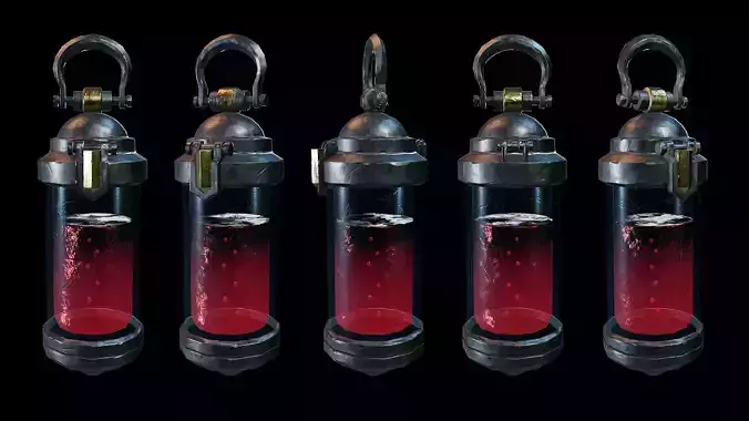Red Alchemical Capsule Stylized Sci-Fi Potion Bottle