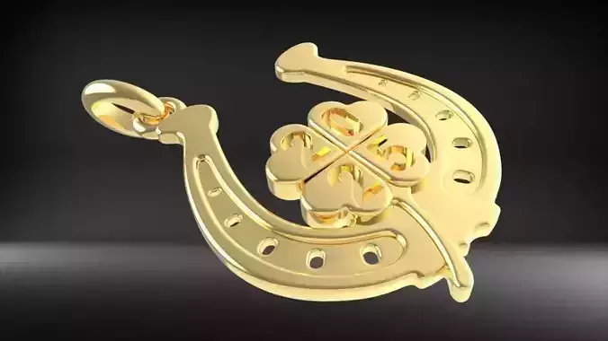 Horse Shoe Clover Necklace Pendant Charm Bracelet Jewelry